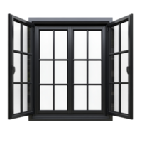 Modern black window design with open sashes png