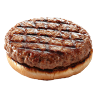 Grilled beef burger patty on a toasted bun png