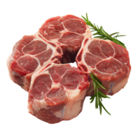Cuts of fresh meat arranged with herbs for cooking png