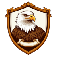 Detailed eagle emblem with a shield design png