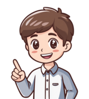 Cheerful boy pointing up png