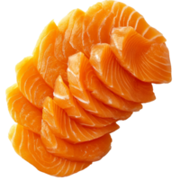Freshly sliced salmon arranged neatly on a plate png