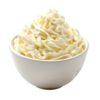 Fresh whipped cream in a white bowl ready to serve png