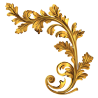 Elegant golden decorative floral design png