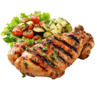 Grilled chicken with fresh salad and vegetables png