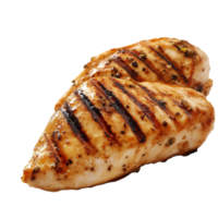 Grilled chicken breasts served on a white plate png