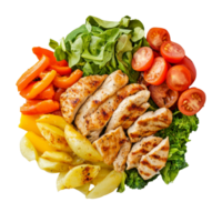 Grilled chicken salad bowl with veggies png