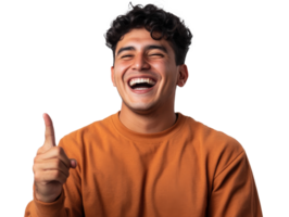 Happy person smiling and pointing with joy png