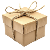 Brown box with string on white png