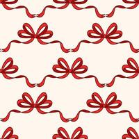 Seamless Red Bow Pattern on Cream Background for Gift Wrap vector