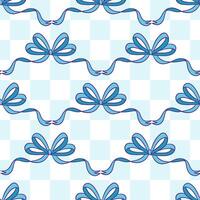 Elegant Blue Ribbon Pattern on Checkered Background vector