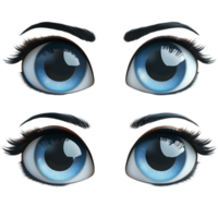 Set of Four blue Colored Eyes on Clear Background png