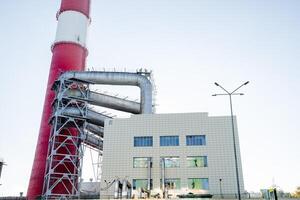 fragment of a factory building, a building of heating networks. photo