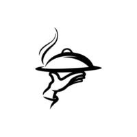 The hand, drawn in a stylized manner. Food serving vector