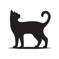 This image is a black-and-white illustration of a Cat vector