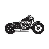Black and white illustration of a classic motorcycle. The design is simplified, with clean lines and solid shapes, creating a silhouette-like appearance. Key features include the rounded fuel tank vector