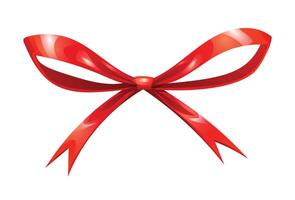 Thin red ribbon bow with long, pointed tails, suitable for gift decoration. cartoon illustration vector