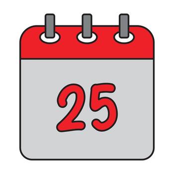 calendario 25 plano icono vector