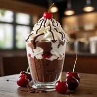 chocolate ice cream in the shop photo