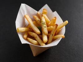 Top view of french fries. photo