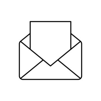 An envelope icon with a paper inside vector