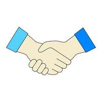 Two hands shaking hands on a white background vector