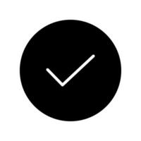 Check mark icon in black circle on white background vector