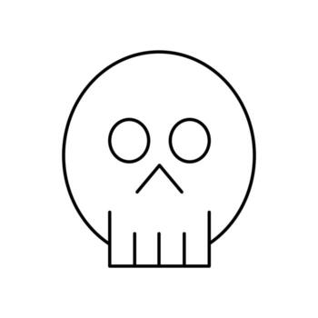 A skull with a face on it is shown in a line drawing vector