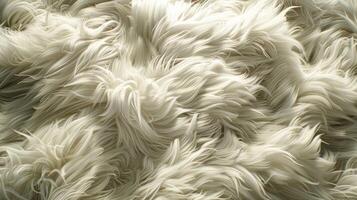 Close-up of soft white fur texture with gentle waves and light reflecting off the surface. photo