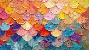 Abstract colorful oil paint texture background with textured circular brushstrokes. photo