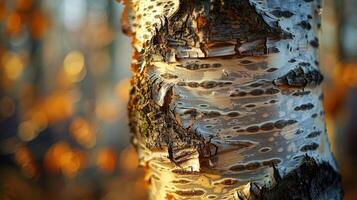 Close-up of birch tree bark with blurred background. photo