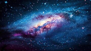 A breathtaking view of a spiral galaxy with swirling clouds of gas and dust, illuminated by the light of countless stars. photo