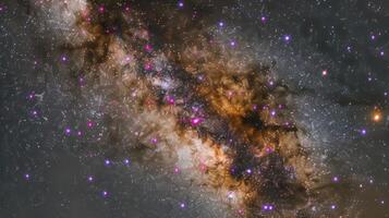 A stunning view of the Milky Way galaxy with vibrant stars and dust clouds. photo