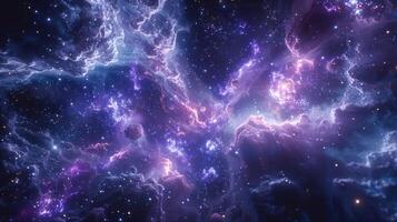 A vibrant nebula with swirling clouds of gas and dust, illuminated by distant stars. photo