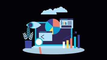 A Mysterious Eye Analyzing Business While Checking Financial Metrics 2D Cartoon Animation on Alpha Channel video