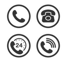 Phone contact connection icon symbol set. Old phone logo sign shape collection. 24 7 hour service. illustration image. Isolated on white background. vector