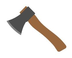 Wooden axe icon symbol shape. Forestry axe tool logo sign. Color icon illustration image. Isolated on white background. vector