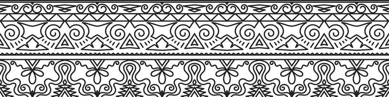 Ethnic tribal lines, tattoo patterns, seamless lines, fabric patterns, borders vector