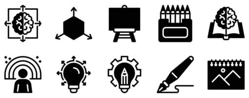 creative tools line style icon set collection vector