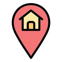 Location Construction Icon Site Development in Flat Line Color Style vector