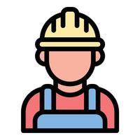 Contractor Icon Building Professional in Flat Line Color Style vector