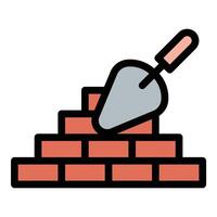 Brickwall Icon Solid Structure in Flat Line Color Style vector