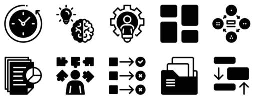 task and project management icon line style set collection. vector