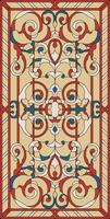 Stained-glass panel in a rectangular frame. Classic window, abstract floral arrangement of buds and leaves in the art Nouveau style vector