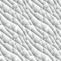 Modern geometric white triangles pattern. Polygonal art with convex effect, mosaic gradient shapes. Stylish leather monochrome web backdrop. Abstract grid texture, seamless background vector
