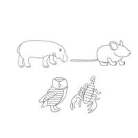 Animal Guide Line Tracing vector