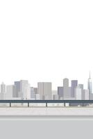 Cityscape isolated view from sidewalk have skyscraper behind on white background vertical template graphic illustration. vector