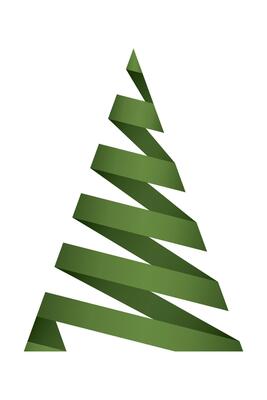 Abstract Christmas tree isolated graphic illustration on white background. Merry Xmas greeting card template.