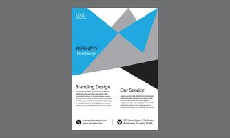 The design is a business flyer with a sleek, modern design. It uses a combination of dark blue, light blue, and gray colors, giving it a professional look. vector