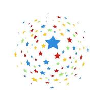 Abstract Ball with Different Colored Stars on White Background vector